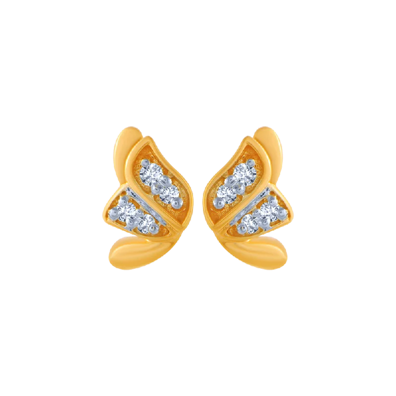 18KT (750) Yellow Gold And Diamond Stud Earrings For Women