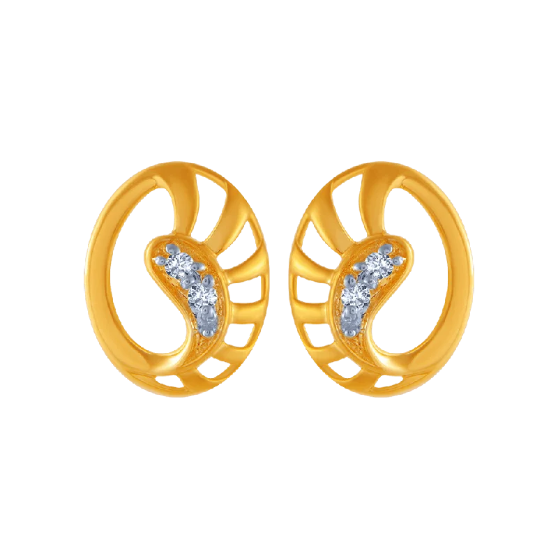 18KT (750) Yellow Gold And Diamond Stud Earrings For Women