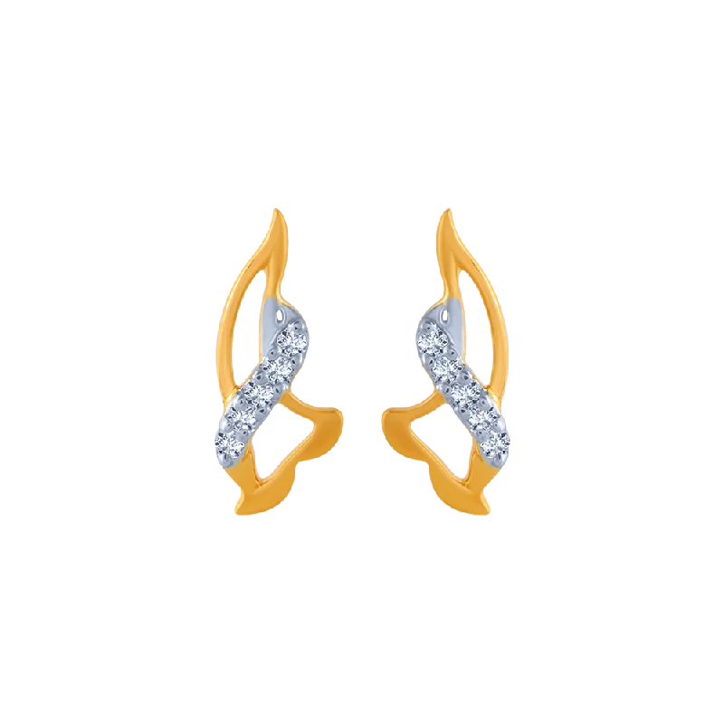 18KT (750) Yellow Gold And Diamond Stud Earrings For Women