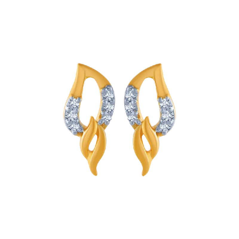 18KT (750) Yellow Gold And Diamond Stud Earrings For Women