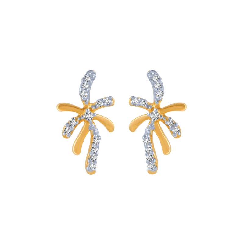 18KT (750) Yellow Gold And Diamond Stud Earrings For Women