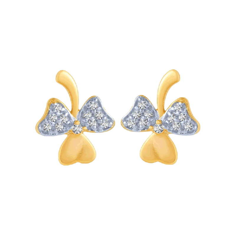 18KT (750) Yellow Gold And Diamond Stud Earrings For Women