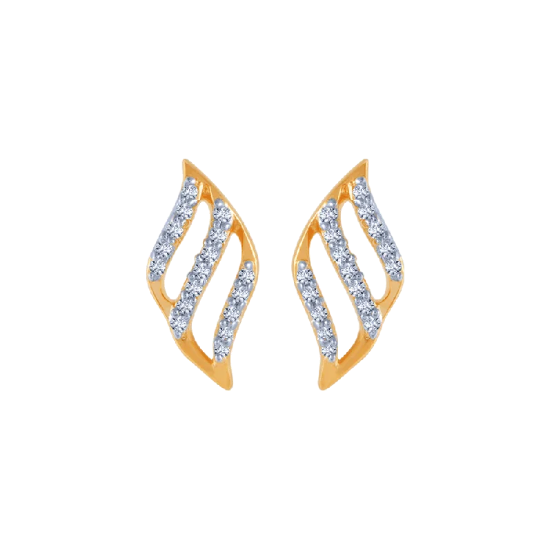 18KT (750) Yellow Gold And Diamond Stud Earrings For Women