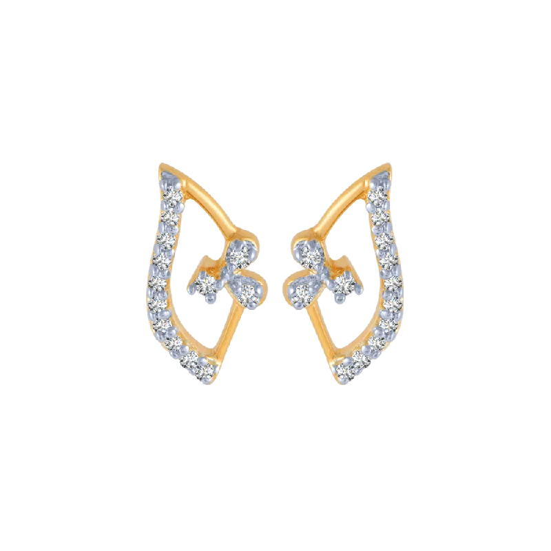 18KT (750) Yellow Gold And Diamond Stud Earrings For Women