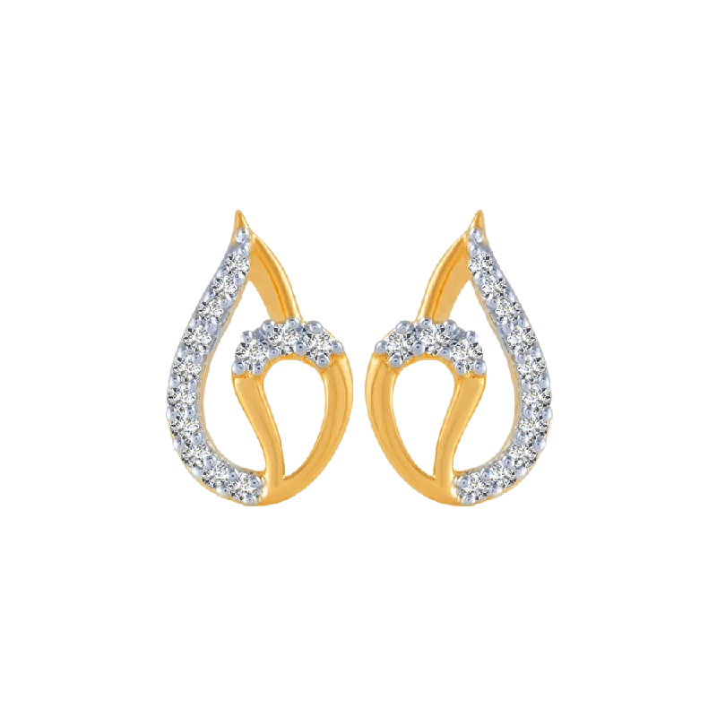 18KT (750) Yellow Gold And Diamond Stud Earrings For Women