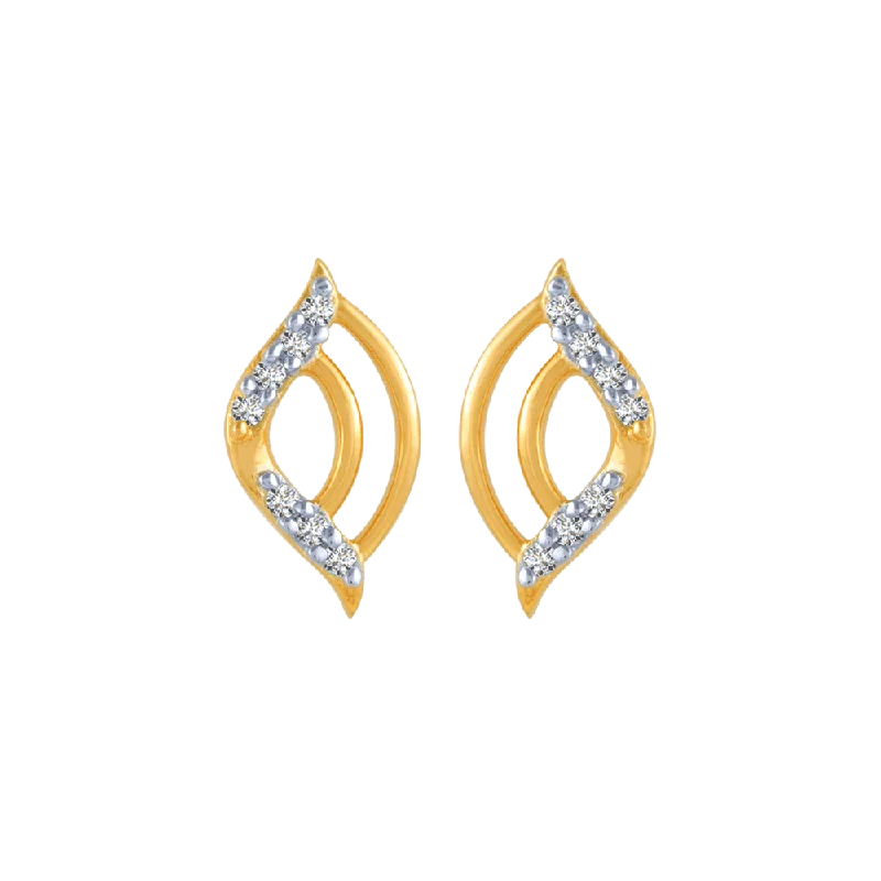 18KT (750) Yellow Gold And Diamond Stud Earrings For Women