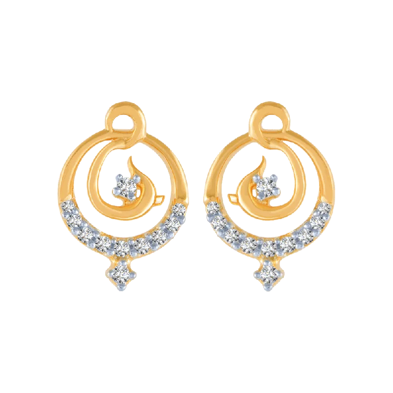 18KT (750) Yellow Gold And Diamond Stud Earrings For Women