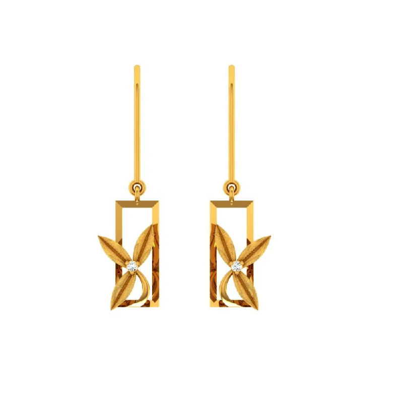 18KT (750) Yellow Gold Diamond Earring For Woman