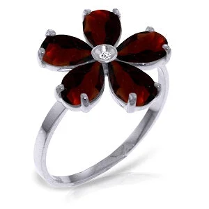 2.22 Carat 14K Solid White Gold Enjoy Tranquility Garnet Diamond Ring