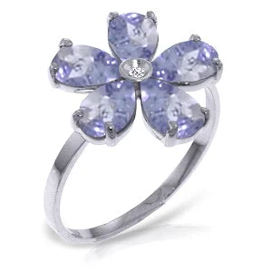 2.22 Carat 14K Solid White Gold Love w/ out Demands Tanzanite Diamond Ring