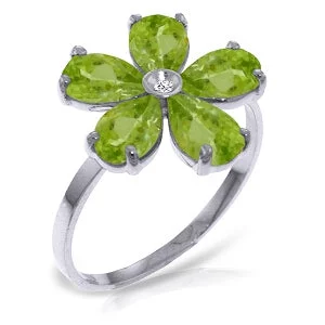 2.22 Carat 14K Solid White Gold Strive For Perfection Peridot Diamond Ring