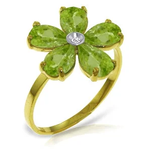 2.22 Carat 14K Solid Yellow Gold Change Is Good Peridot Diamond Ring