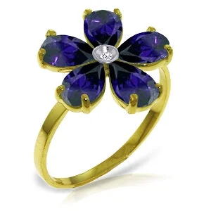 2.22 Carat 14K Solid Yellow Gold Sleek And Chic Sapphire Diamond Ring