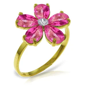 2.22 Carat 14K Solid Yellow Gold Walk That Way Pink Topaz Diamond Ring