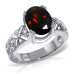 3.2 Carat 14K Solid White Gold Growing Love Garnet Diamond Ring