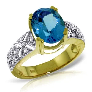 3.2 Carat 14K Solid Yellow Gold Sounds w/ in Blue Topaz Diamond Ring