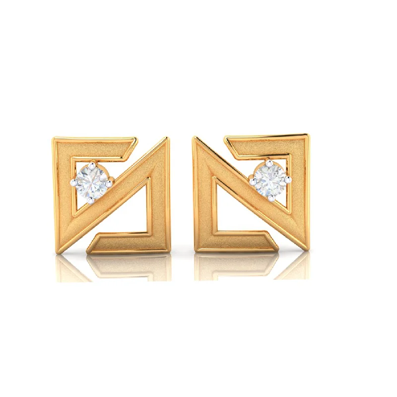 Abstract Shape 18k Gold Earrings With Diamonds