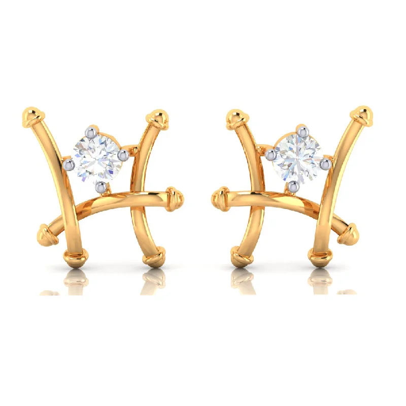 Fence Style 18k Gold Earrings With Diamonds