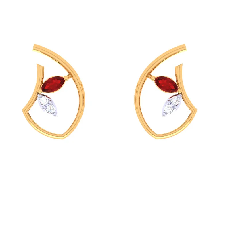 Flower Inspired Gold Diamond Earrings