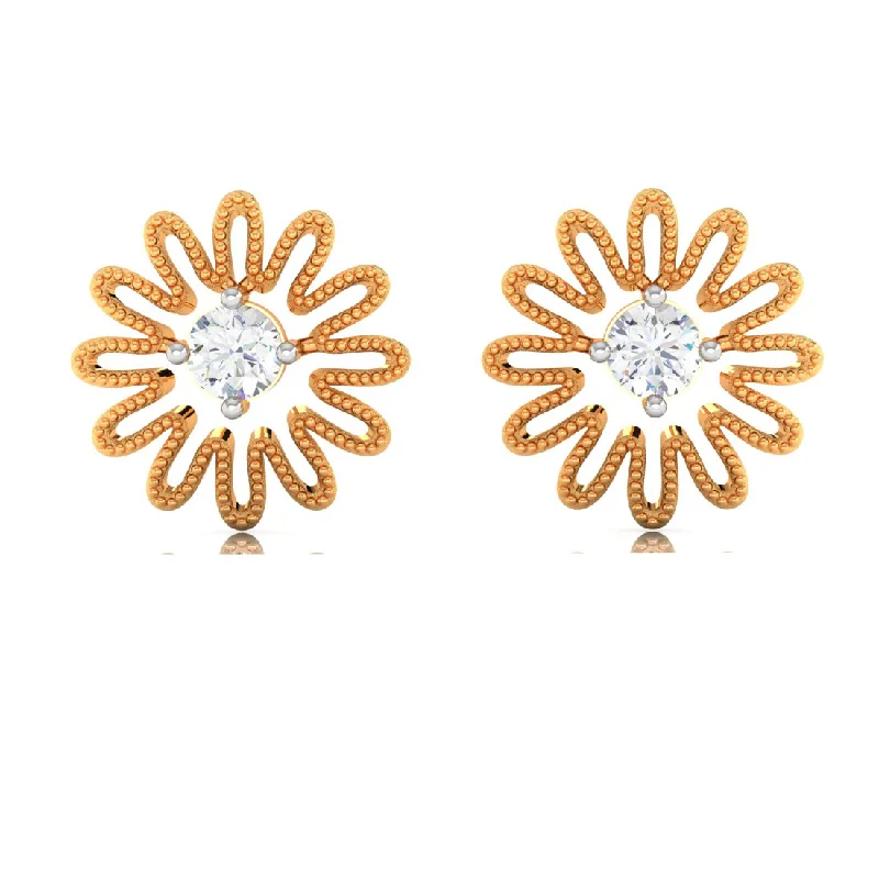 Flower Shape 18k Gold & Diamond Ear Top