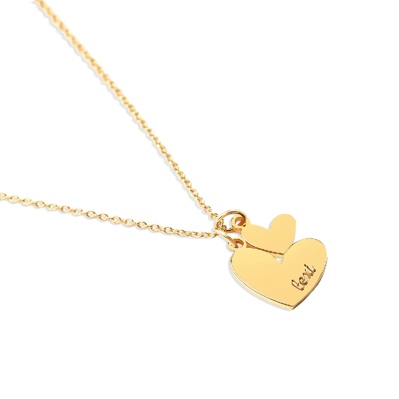 Personalized Double Heart Name Necklace