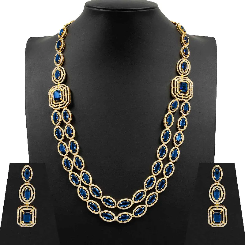 Premium Stone Necklace with Stud PMSNM1WBL-0051, PMSHST9WBL-003