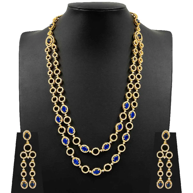 Premium Stone Necklace with Stud PMSNM4WBL-0041, PMSHST10WBL-003