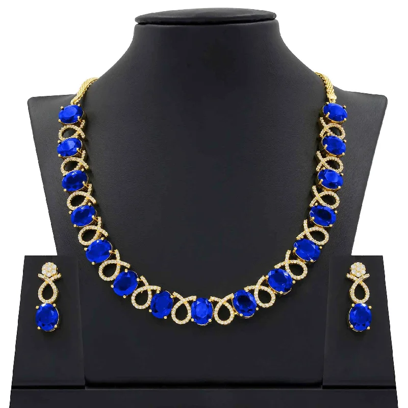 Premium Stone Necklace with Stud PMSNS7WBL-008, PMSHSTWBL-081