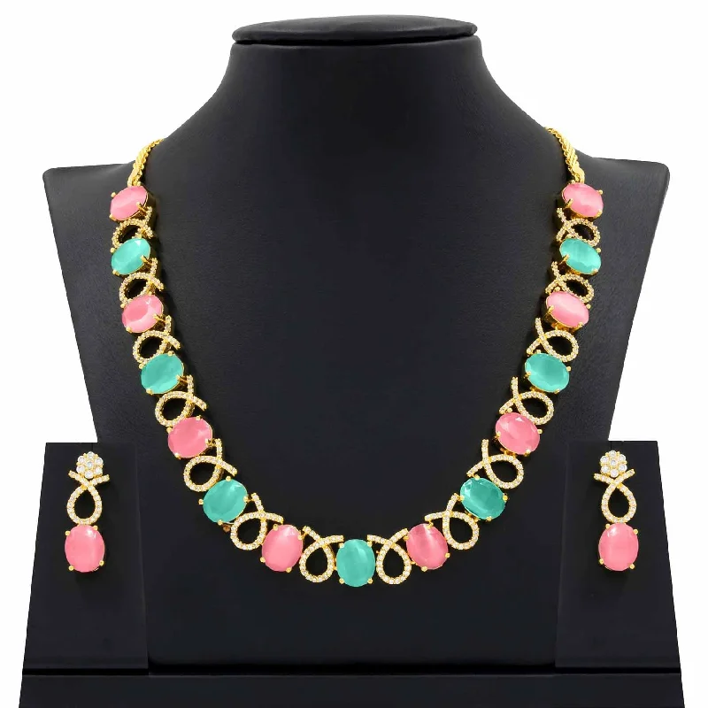 Premium Stone Necklace with Stud PMSNS7WPNN-008, PMSHSTWPN-081