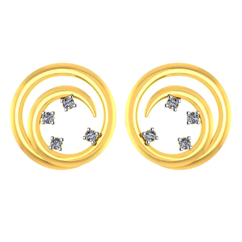 Pretty And Simple 18k Gold And Diamond Round Stud Earrings From Pc Chandra Jewellers