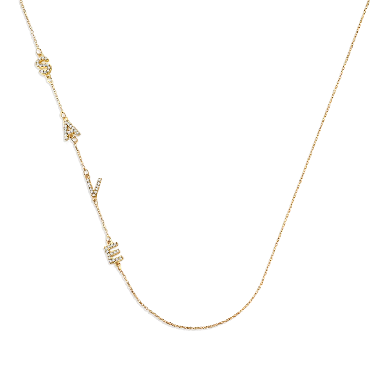 Sideways Pave Initials Necklace