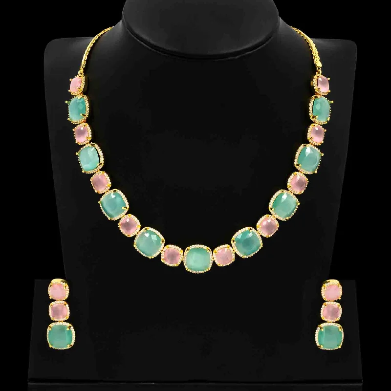 Stone Necklace with Stud PMSNS23WPNN-008, PMSHST15WPNN-082