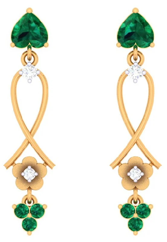 Stylish Stone Studded Gold Diamond Earrings For Women