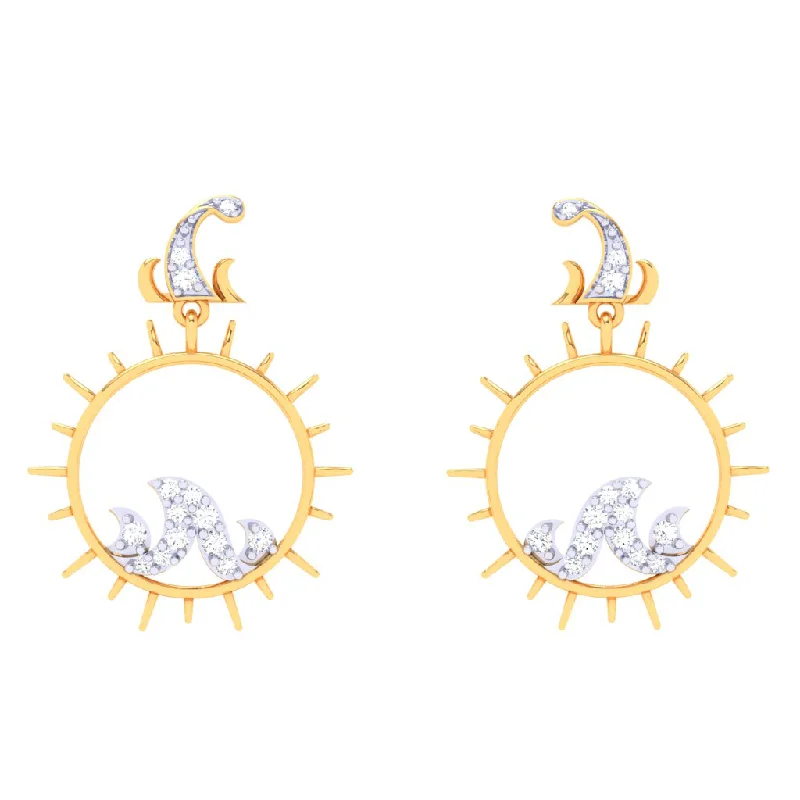 Sunshine-themed Gold Diamond Earrings For Monsoon