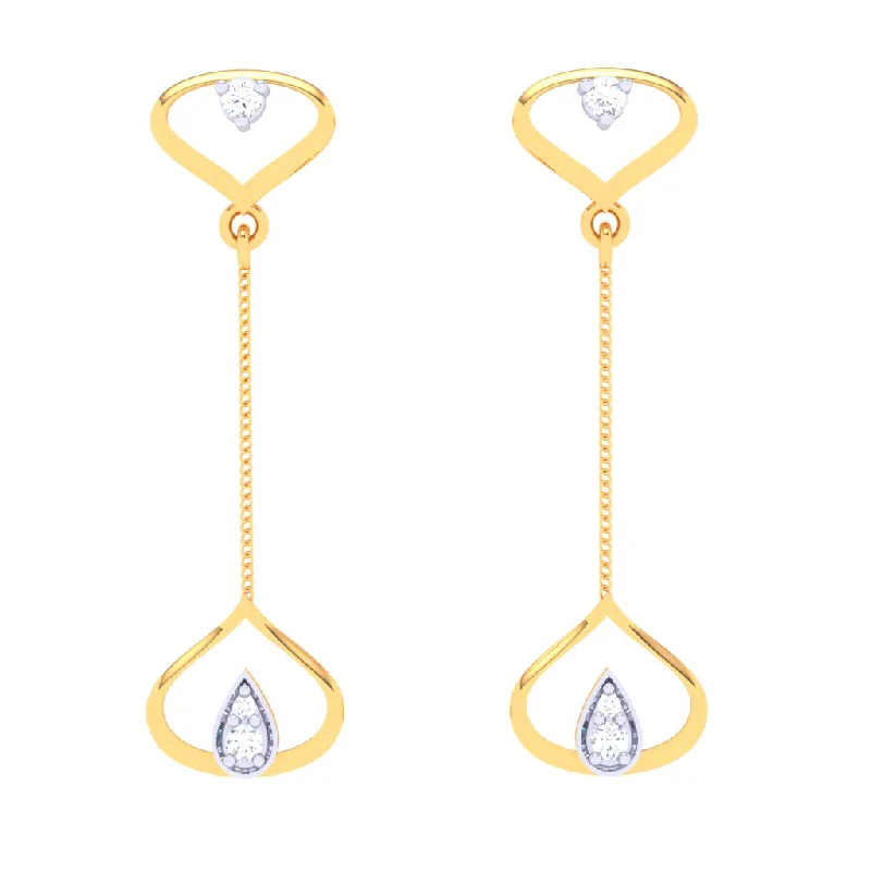 Tear-drop Shaped 18k Gold & Diamond Hanging Earrings From Diamond Collection